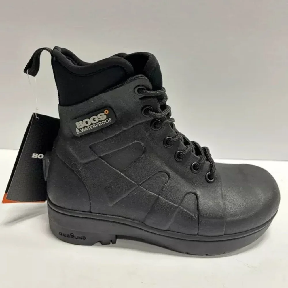 Bogs Men’s Turf Stomper, Black Waterproof Boots, Size 4 M